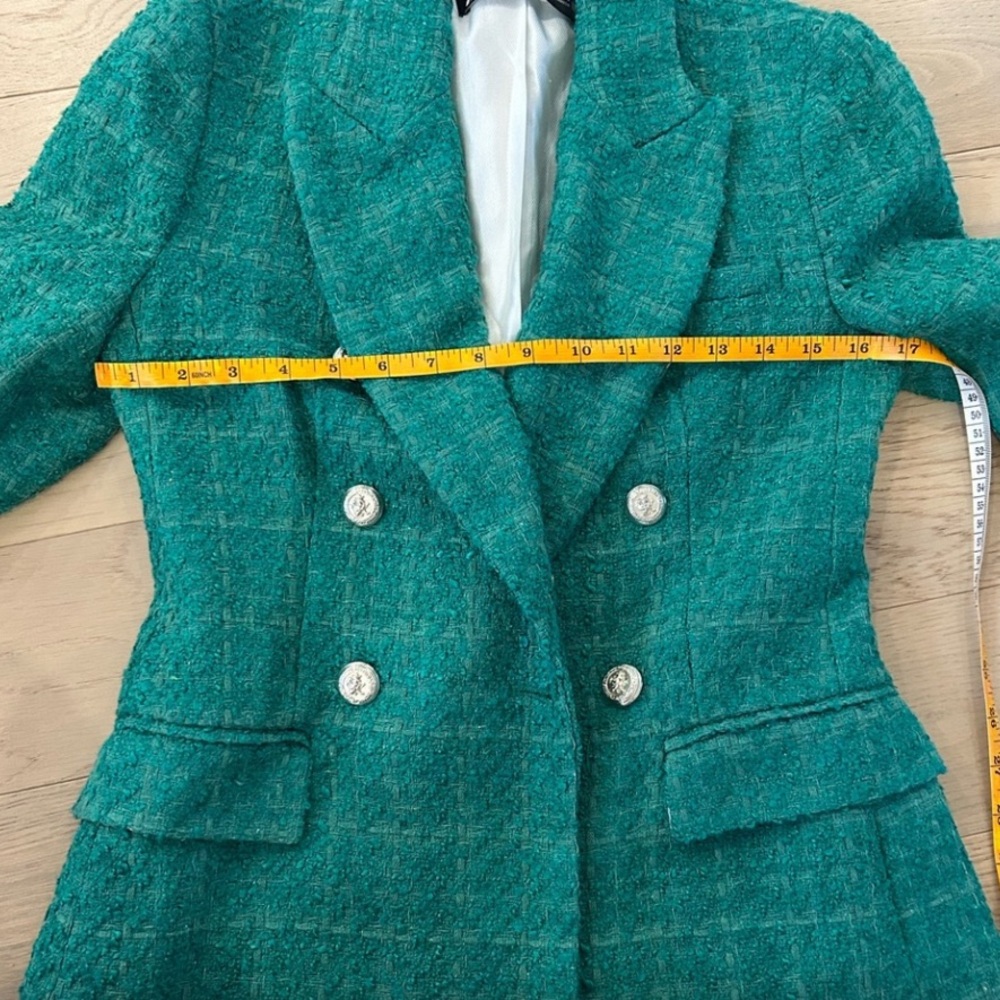 Zara Green Double-Breasted Blazer - Picture 6 of 9